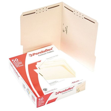 Zoro Select Manila Fastener Folders, 1/3-Cut Tabs, 2 Fasteners, Letter Size, Manila Exterior, PK50 PFXFM213