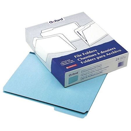 Zoro Select Pressboard Expanding File Folders, 1/3-Cut Tabs: Assorted, Letter Size, 1" Expansion, Blue, PK25 PFX9200T13