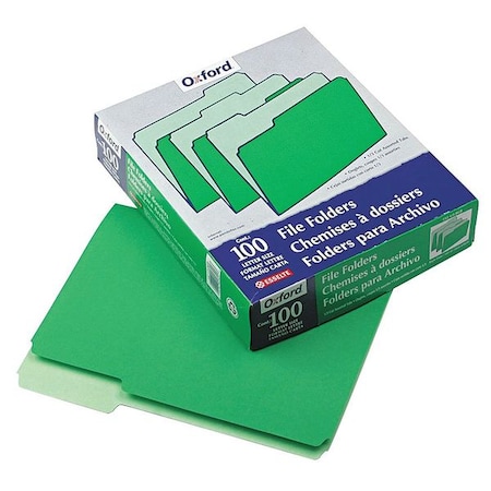 Zoro Select File Folders 8-1/2" x 11", 1/3-Cut Tab, Green, Pk100 PFX15213BGR