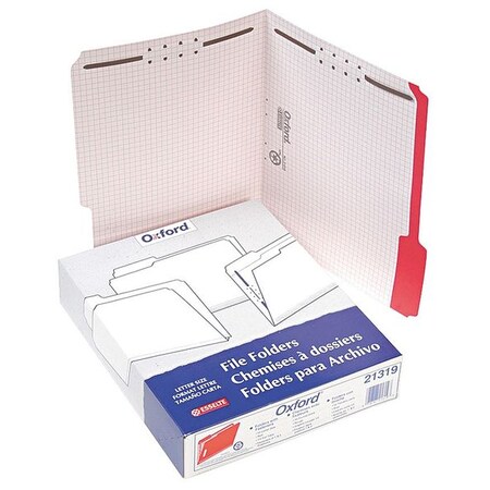 Zoro Select File Folders 8-1/2" x 11", Embossed Fasteners, Red, Pk50 PFX21319