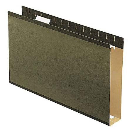 Zoro Select Extra Capacity Reinforced Hanging File Folders, 2" Capacity, Legal Size, 1/5-Cut Tabs, Green, PK25 PFX4153X2
