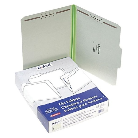 Zoro Select File Folders 8-1/2" x 11", Embossed Fasteners, Green, Pk25 PFX17178