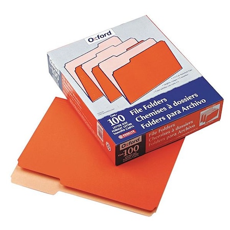 Zoro Select File Folders 8-1/2" x 11", 1/3-Cut Tab, Orange, Pk100 PFX15213ORA