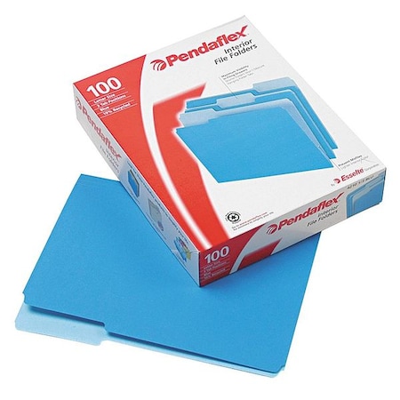 Zoro Select File Folders 8-1/2" x 11", 1/3-Cut Tab, Blue, Pk100 PFX421013BLU
