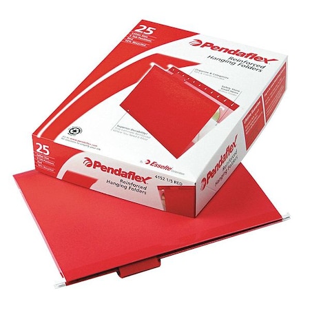 Zoro Select Hanging File Folders, Red, PK25 PFX415215RED