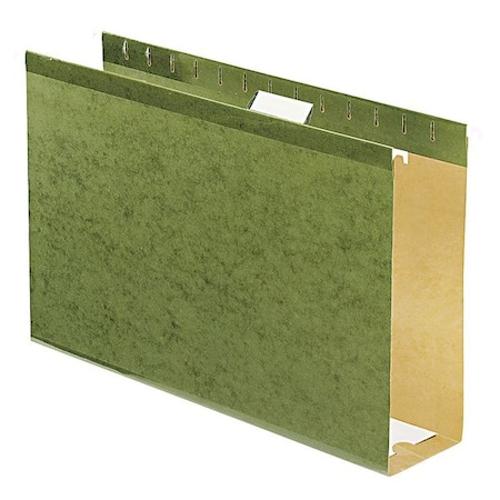 Zoro Select Extra Capacity Reinforced Hanging File Folders, 3" Capacity, Legal Size, 1/5-Cut Tabs, Green, PK25 PFX4153X3