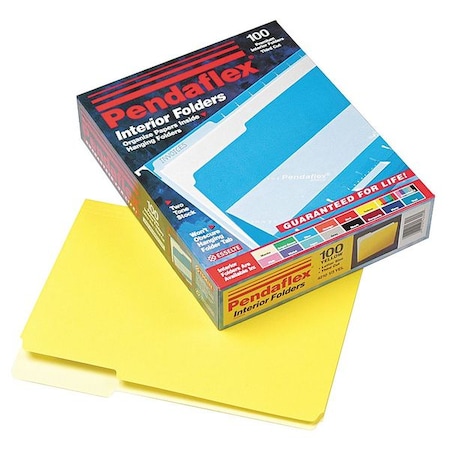 Zoro Select File Folders 8-1/2" x 11", 1/3-Cut Tab, Yellow, Pk100 PFX421013YEL