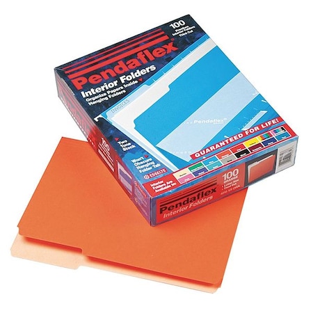 Zoro Select File Folders 8-1/2" x 11", 1/3-Cut Tab, Orange, Pk100 PFX421013ORA