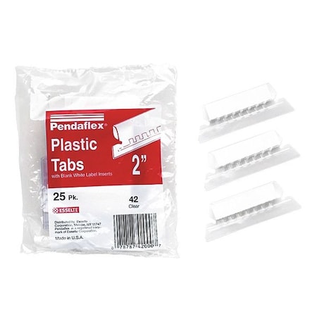 Zoro Select Hanging Folder Tabs, Clear, Plastic, PK25 PFX42CR
