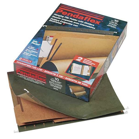 Zoro Select Hanging Classification Folders 8-1/2" x 11", Standard Green, Pk10 PFX59254