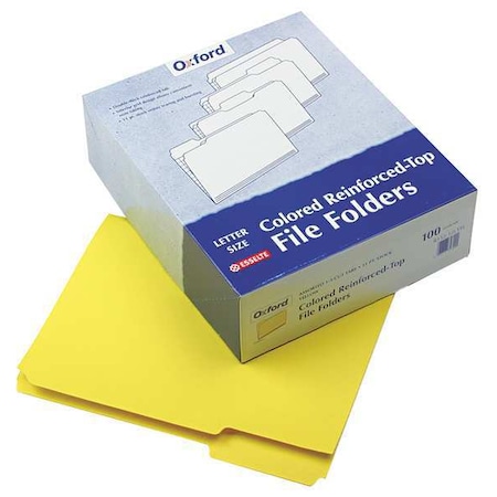 Zoro Select File Folders 8-1/2" x 11", 1/3-Cut Tab, Yellow, Pk100 PFXR15213YEL