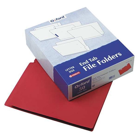 Zoro Select File Folders 8-1/2" x 11", Straight Tab, Red, Pk50 PFXH10U13R