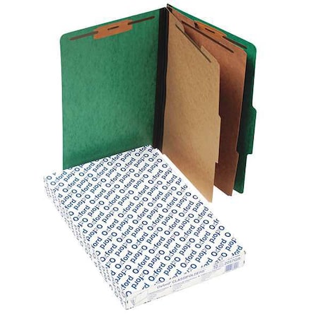 Zoro Select File Folders 8-1/2" x 14", 2/5-Cut Tab, Green, Pk10 PFX2257GR
