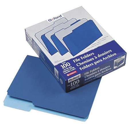 Zoro Select File Folders 8-1/2" x 11", 1/3-Cut Tab, Navy Blue, Pk100 PFX15213NAV