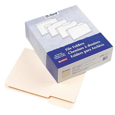 Zoro Select Reinforced Top File Folders, 1/3-Cut Tabs: Assorted Positions, Letter Size, Manila, PK100 PFXR75213