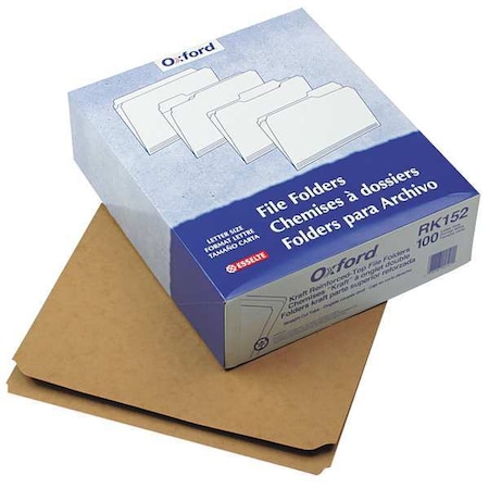 Zoro Select File Folders 8-1/2" x 11", Straight Tab, Brown, Pk100 PFXRK152