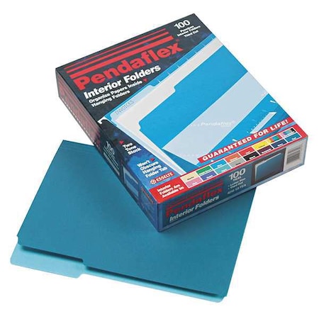Zoro Select File Folders 8-1/2" x 11", 1/3-Cut Tab, Teal, Pk100 PFX421013TEA