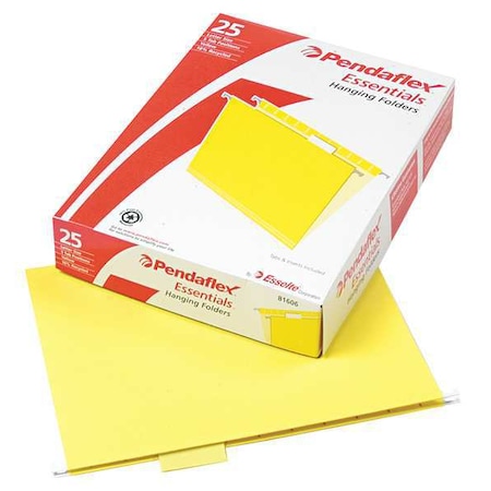 Zoro Select Hanging File Folders, Yellow, PK25 PFX81606