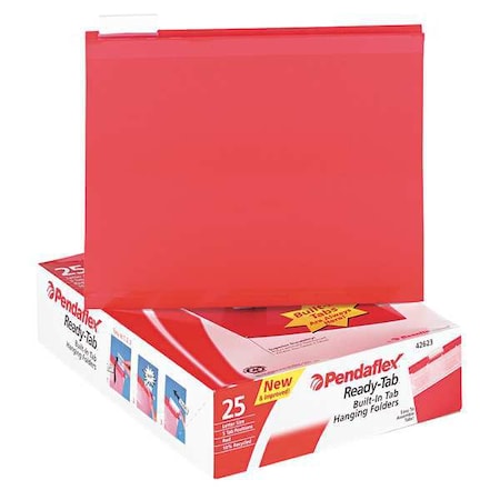 Zoro Select Hanging File Folders, Red, 8 1/2in H, PK25 PFX42623
