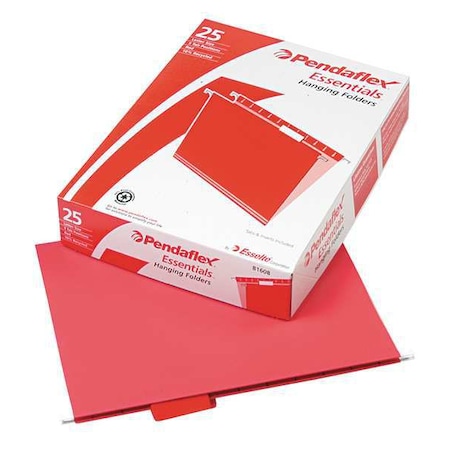PENDAFLEX Hanging File Folders, Red, PK25 PFX81608
