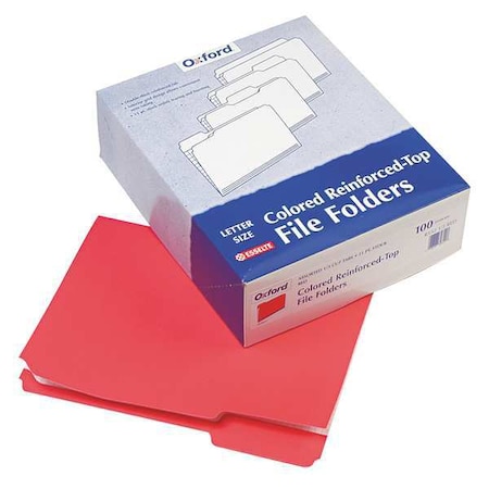 Zoro Select File Folders 8-1/2" x 11", 1/3-Cut Tab, Red, Pk100 PFXR15213RED