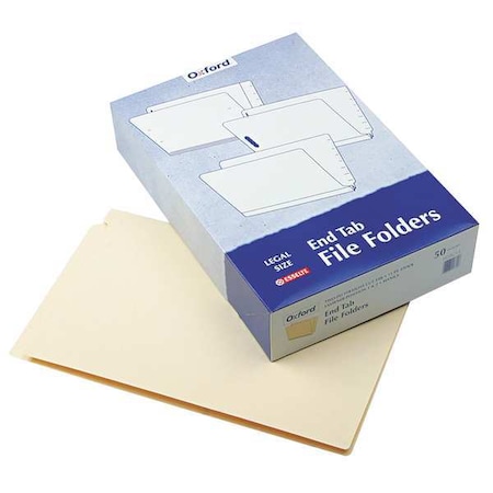 Zoro Select Manila End Tab Expanding Fastener Folders, 2-Ply Tabs, 0.75" Expansion, 2 Fasteners, Legal, PK50 PFXH20U13