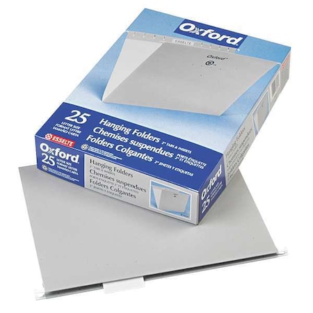 Zoro Select Hanging File Folders, Gray, 8 1/2in H, PK25 PFX81604