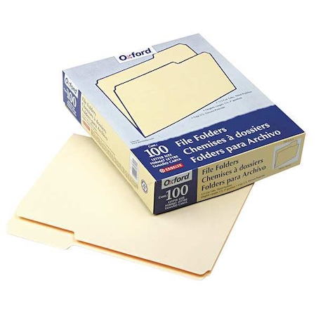 Zoro Select File Folders 8-1/2" x 11", 1/3-Cut Tab, Manila, Pk100 PFX752133