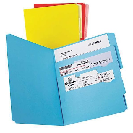 Zoro Select File Folder 8-1/2" x 11", 1/2-Cut Tab, Assorted Colors, Pk12 PFX10773