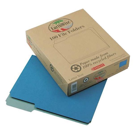 Zoro Select File Folders 8-1/2" x 11", 1/3-Cut Tab, Blue, Pk100 PFX04302