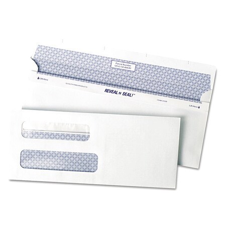 QUALITY PARK Dbl Window Envelope, White, Paper, PK500 QUA67539