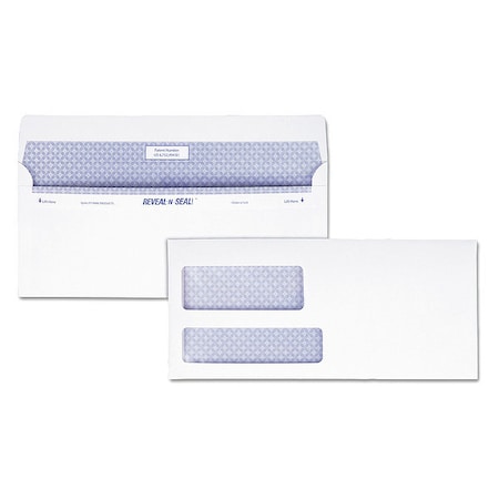 QUALITY PARK Dbl Window Envelope, White, Paper, PK500 QUA67529