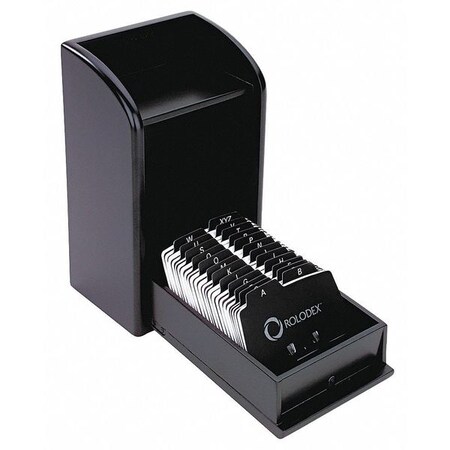 Rolodex Business Card File Tray, Black, Wood ROL1734239