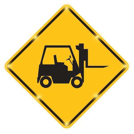 Tapco LED Flashing Stop for Forklift Sign, Forklift, Black/Yellow, 30" W, 30" H 2180-C00070