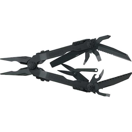 Gerber Multi-Tool, 6-5/8 in, SS/Black, 12 Tools 22-01545