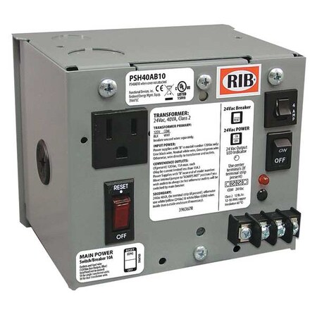 Functional Devices-Rib Class 2 Transformer, 40 VA, NEMA 1, 24V AC, 120V AC PSH40AB10
