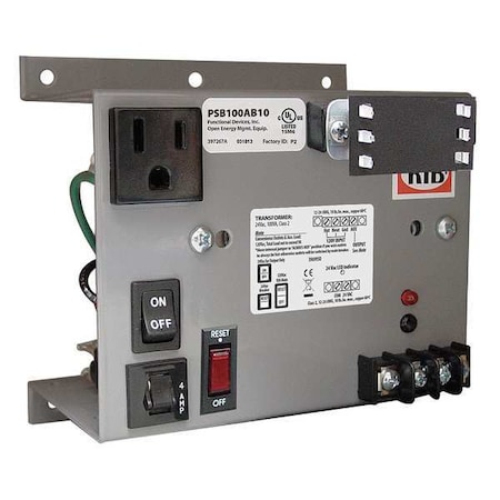 Functional Devices-Rib Class 2 Transformer, 100 VA, Not Rated, 24V AC, 120V AC PSB100AB10