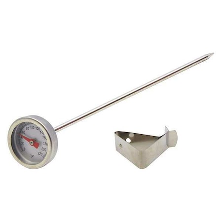 Zoro Select 5" Stem Analog Dial Pocket Thermometer, 0 Degrees to 220 Degrees F 23NU28