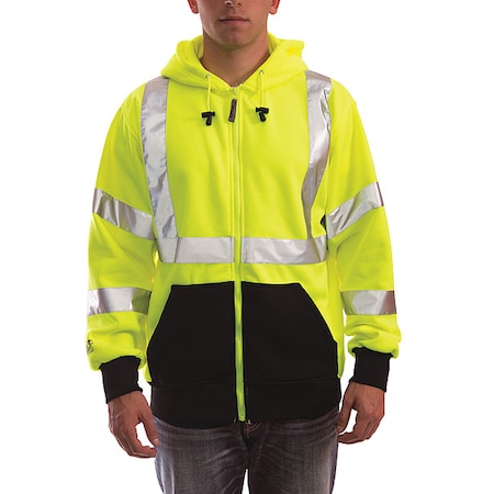 Tingley Hooded Sweatshirt, 3, R, Polyester, Black/Green, L S78122