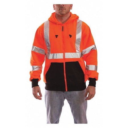 Tingley Hi-Vis Hooded Sweatshirt, 3, R, Polyester, Orange, XL S78129