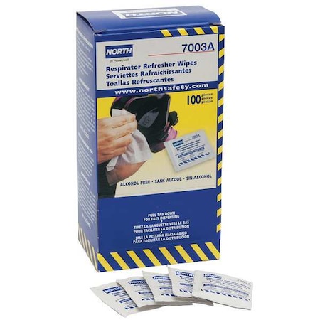 Honeywell North Honeywell 5" X 7" Alcohol Free Respirator Wipes For Any Respirator, PK100 7003A