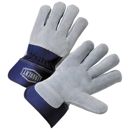 Pip Leather Gloves, Cowhide, Safety Cuff, Wing Thumb, Full Finger, Gray, XL, 12 PK IC65/XL