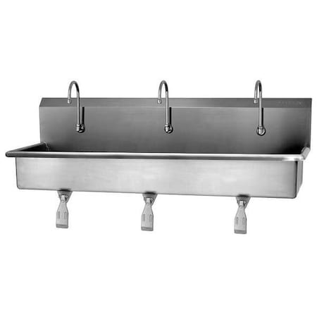 Sani-Lav Wall Mount, 3 Hole, Single Knee Pedal, Silver, Wash Station 56W1