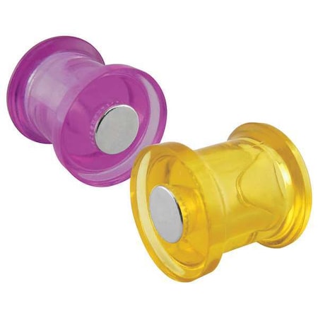 Master Magnetics Magnetic Push Pins, Purple, Yellow, PK10 7509
