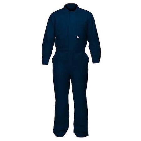 Chicago Protective Apparel Coverall, 10.8 cal/sq cm ATPV, L, 32 in Inseam, Flame-Retardant 100% Treated Cotton, Zipper 605-IND-N- L