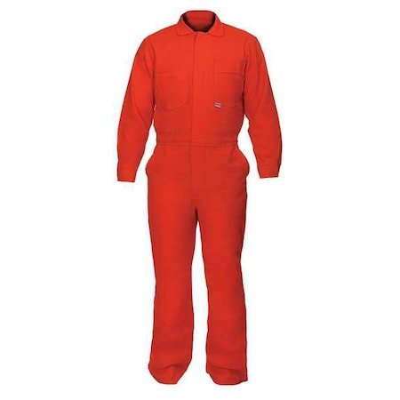 Chicago Protective Apparel Coverall, 10.8 cal/sq cm ATPV, S, 32 in Inseam, Flame-Retardant 100% Treated Cotton, Zipper 605-IND-O-S