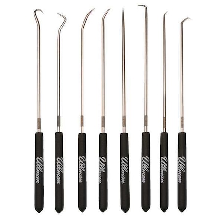 Ullman Devices Pick and Hook Set with Steel Shaft and Plastic Grips (8-Pack) CHP8-L