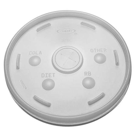 Dart Lid for 32 to 60 oz. Cold Cup, Flat, Identification Buttons, Straw Slot, Clear, Pk500 32SL
