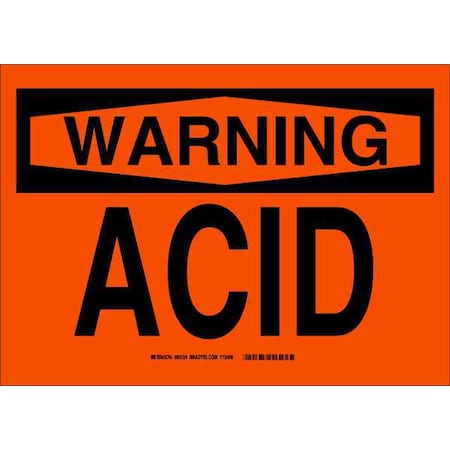 Brady Chemical Label, Acid, Plastic, 10 in W, 7 in H 83724