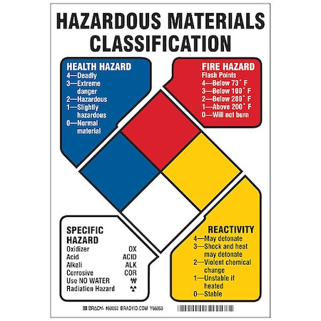 Brady Chemical Label, No Header, Polyester, 10 in W, 7 in H 60053
